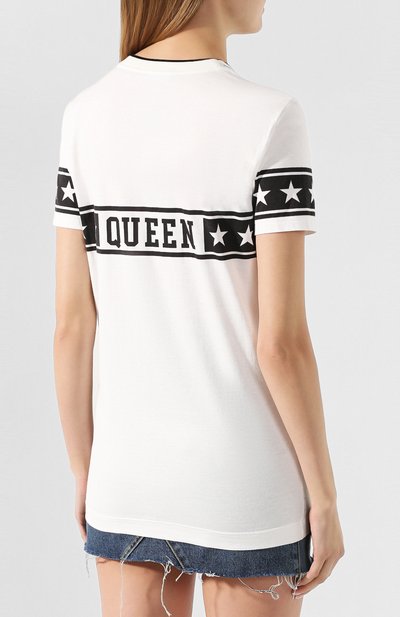 Хлопковая футболка DOLCE & GABBANA белого цвета по цене 46400 руб., арт. F8L91T/FI7K9, фото 4 Хлопковая футболка DOLCE & GABBANA, арт. F8L91T/FI7K9, фото 4