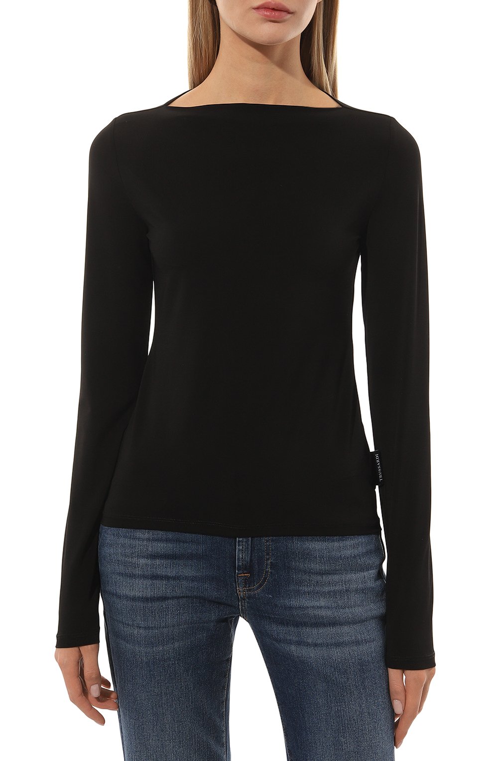 Топ из вискозы TRUSSARDI черного цвета по цене 14000 руб., арт. 56C00617-1T006180, фото 3 Топ из вискозы TRUSSARDI, арт. 56C00617-1T006180, фото 3
