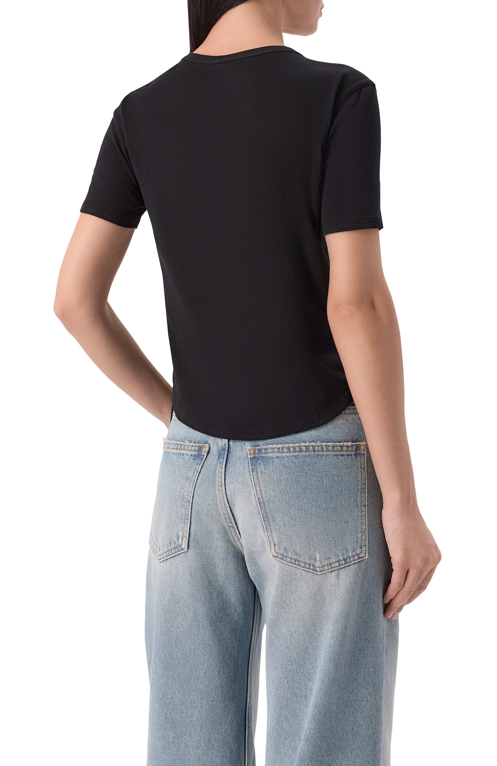 Хлопковая футболка ANN DEMEULEMEESTER черного цвета по цене 32800 руб., арт. B0014239/FA206, фото 4 Хлопковая футболка ANN DEMEULEMEESTER, арт. B0014239/FA206, фото 4