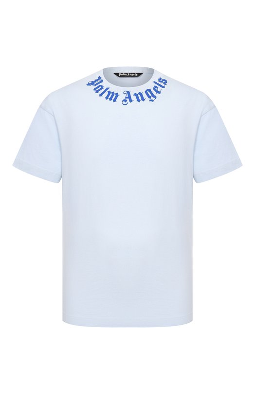 Хлопковая футболка Palm Angels PMAA109S26JER008 Голубой PMAA109S26JER008