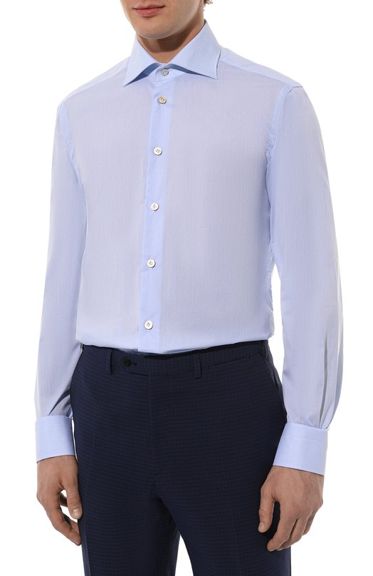 Хлопковая сорочка Kiton UCIH06145 Голубой  UCIH06145 Фото 4