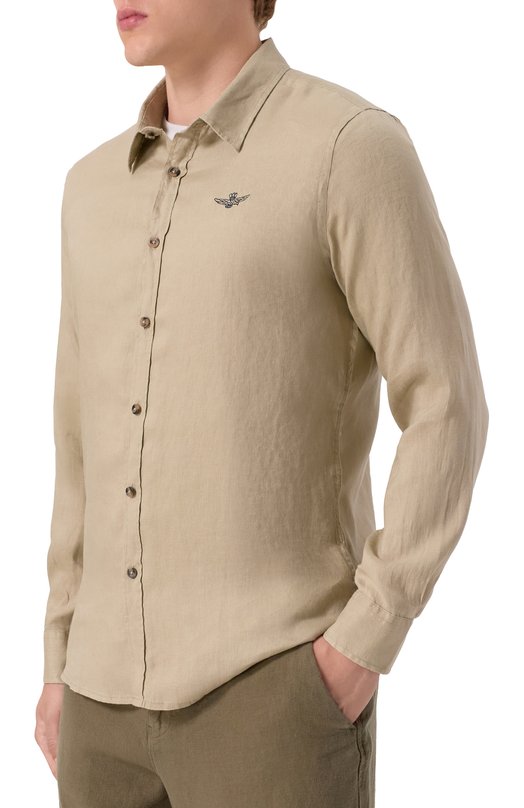 Льняная рубашка Aeronautica Militare CA1239CT3089 Бежевый  CA1239CT3089 Фото 3