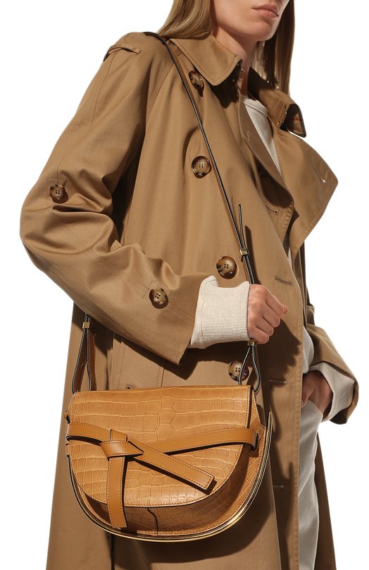 Сумка Gate из кожи крокодила Loewe Бежевый, фото 2