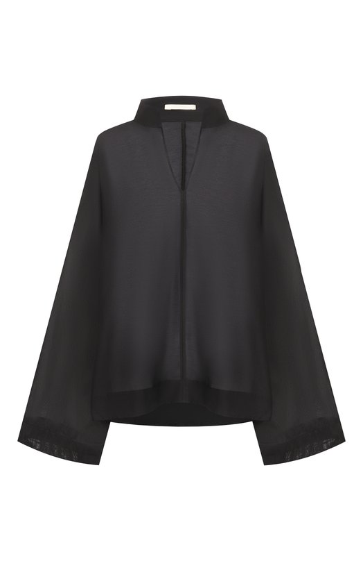 Блузка из хлопка и шелка 12 STOREEZ 137122 Чёрный 137122