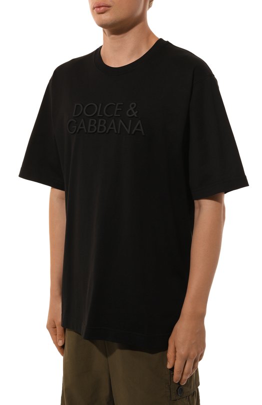 Хлопковая футболка Dolce & Gabbana G8PN9Z/G7NWN Чёрный  G8PN9Z/G7NWN Фото 3