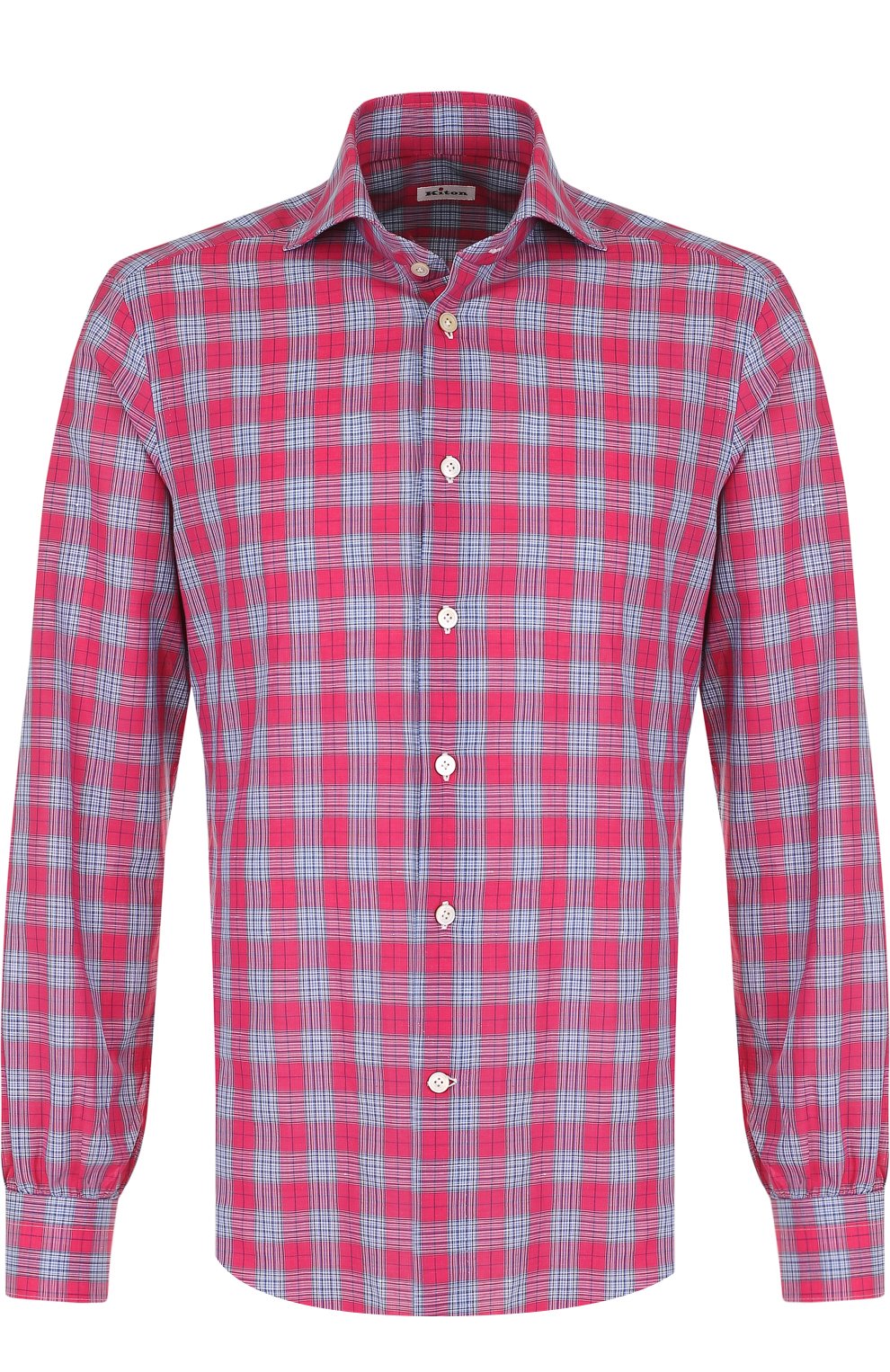 Хлопковая рубашка в клетку KITON, арт. UCMH0624810000, фото 1