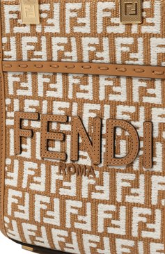 Женская сумка sunshine mini FENDI коричневого цвета, арт. 8BS051 AQ0X | Фото 3 (Материал: Текстиль; Материал сплава: Проставлено; Размер: mini; Ремень/цепочка: На ремешке; Драгоценные камни: Проставлено)