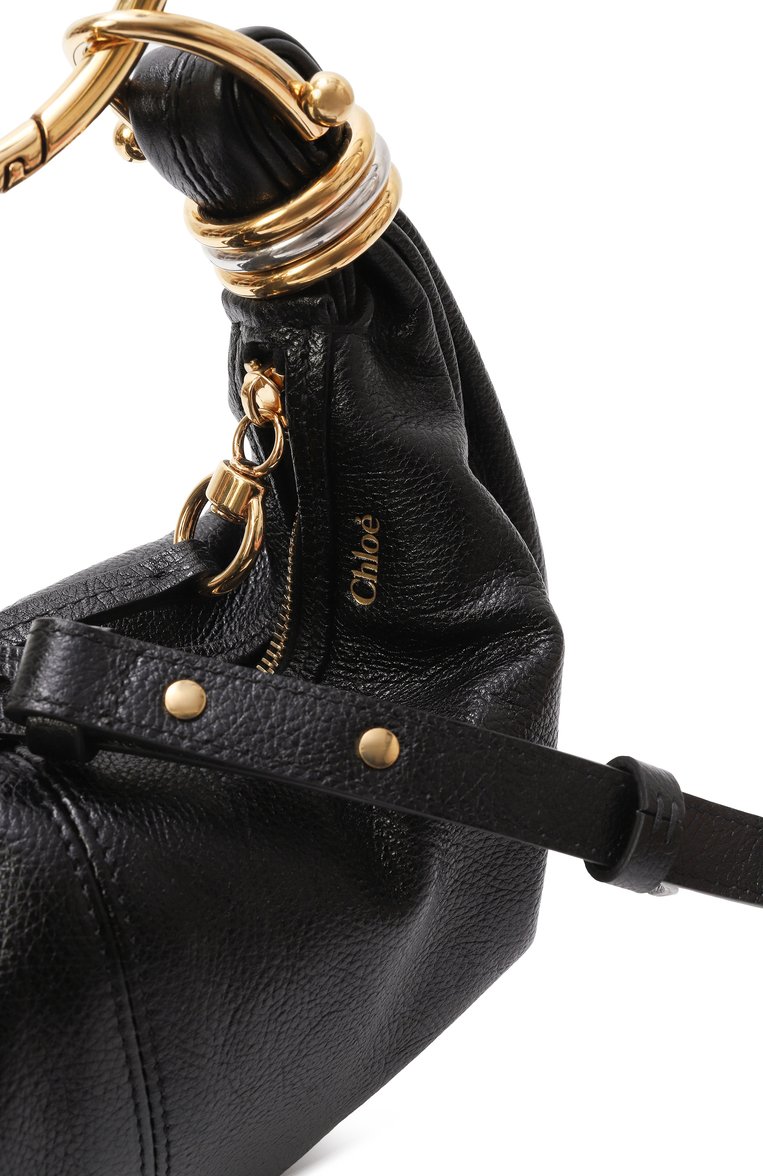 Женская сумка bracelet small CHLOÉ черного цвета, арт. CHC24AS611N72 | Фото 3 (Материал: Натуральная кожа; Размер: small; Автоматизация состава: Проставлено; Автоматизация ТО: Проставлено)