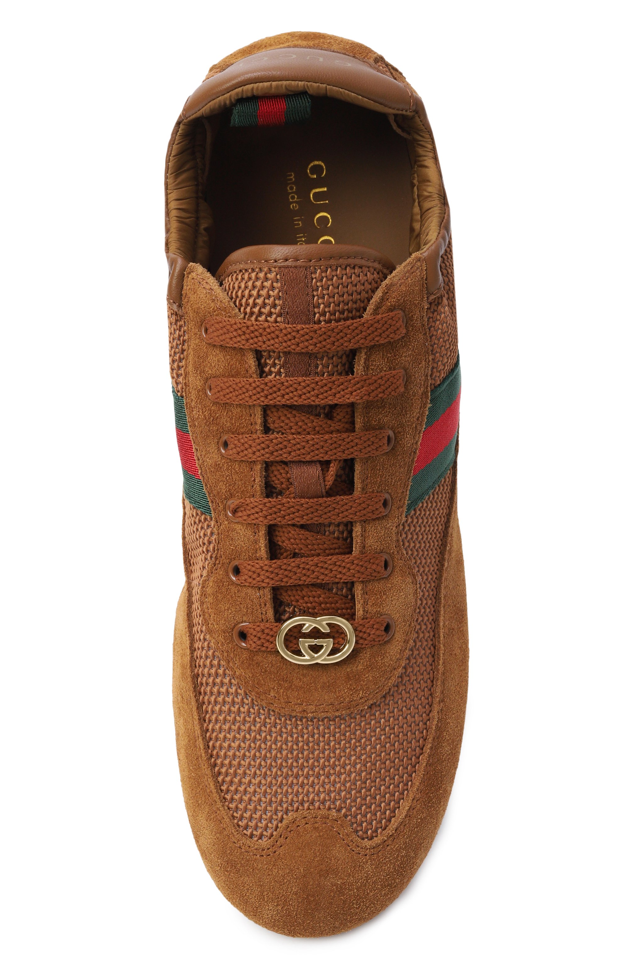 Комбинированные кеды shift GUCCI коричневого цвета по цене 117500 руб., арт. 857963/AAF1Z, фото 6 Комбинированные кеды shift GUCCI, арт. 857963/AAF1Z, фото 6