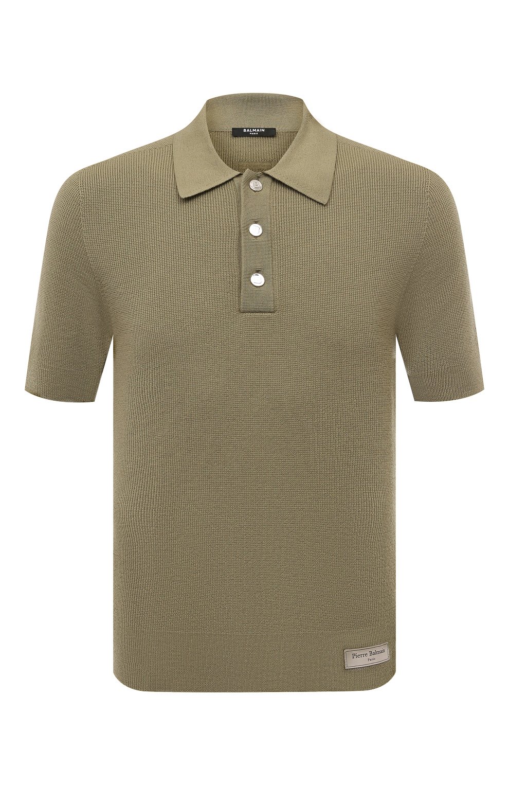 Шерстяное поло BALMAIN хаки цвета по цене 94150 руб., арт. DH1GB066/KE93, фото 1 Шерстяное поло BALMAIN, арт. DH1GB066/KE93, фото 1