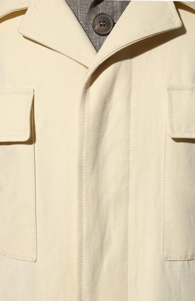 Куртка-рубашка из хлопка и льна LORO PIANA кремового цвета по цене 190000 руб., арт. FAM0384, фото 5 Куртка-рубашка из хлопка и льна LORO PIANA, арт. FAM0384, фото 5