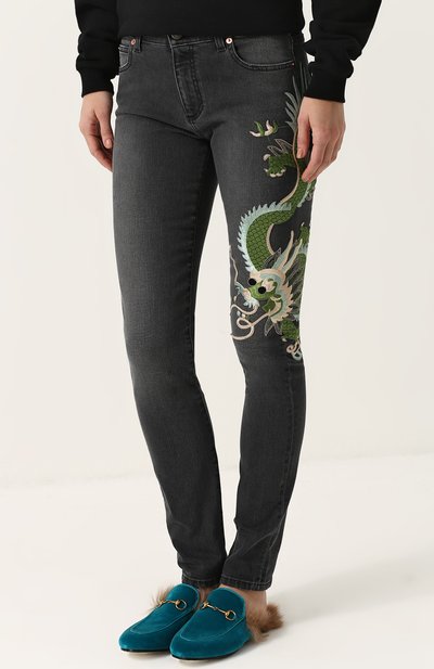 Джинсы прямого кроя с вышивкой в виде дракона GUCCI, арт. 470225/XR627, фото 3