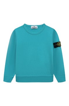 Детский хлопковый свитшот STONE ISLAND бирюзового цвета, арт. 801661340/3-4 | Фото 1 (Рукава: Длинные; Материал сплава: Проставлено; Материал внешний: Хлопок; Драгоценные камни: Проставлено; Мальчики Кросс-КТ: Свитшот-одежда; Ростовка одежда: 36 мес | 98 см, 4 года | 104 см)