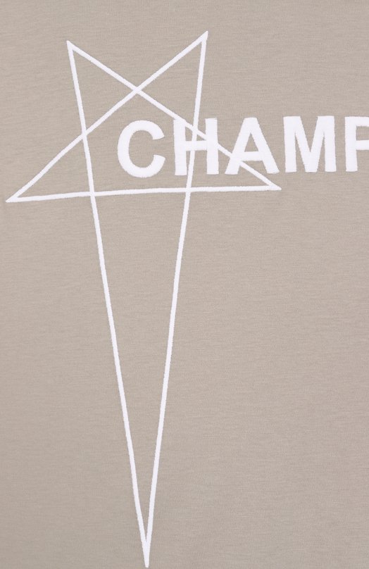 Хлопковая футболка Rick Owens x Champion Rick Owens CM01E1677/CHJG Бежевый  CM01E1677/CHJG Фото 6