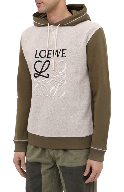 Хлопковое худи LOEWE хаки цвета по цене 61500 руб., арт. H526341X94, фото 3 Хлопковое худи LOEWE, арт. H526341X94, фото 3