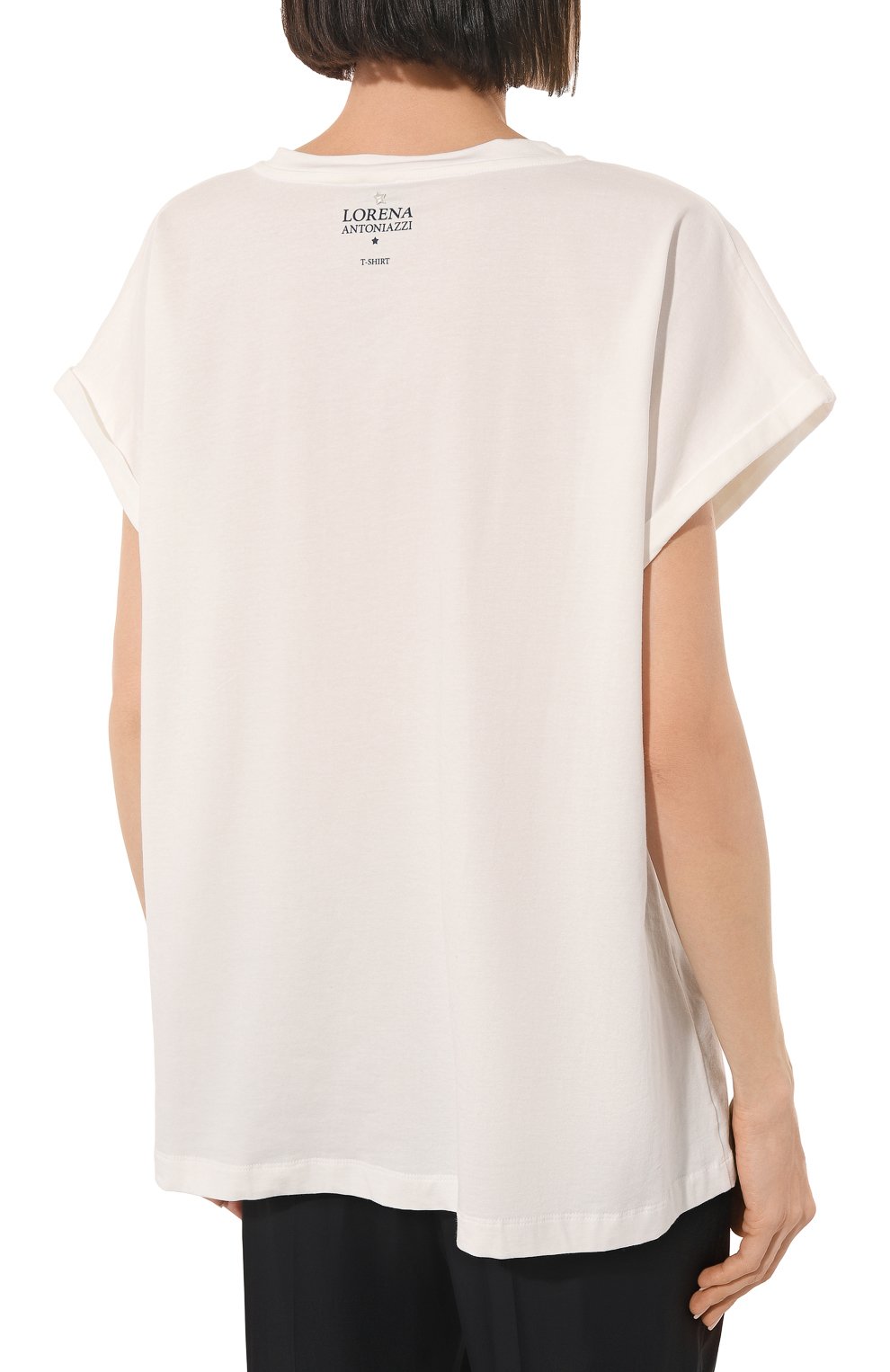Хлопковая футболка LORENA ANTONIAZZI белого цвета по цене 21450 руб., арт. P2308TS25A/9999, фото 4 Хлопковая футболка LORENA ANTONIAZZI, арт. P2308TS25A/9999, фото 4