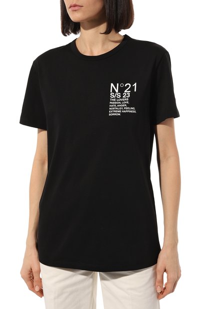 Хлопковая футболка N21 черного цвета по цене 20650 руб., арт. N2S/F051/6328, фото 3 Хлопковая футболка N21, арт. N2S/F051/6328, фото 3