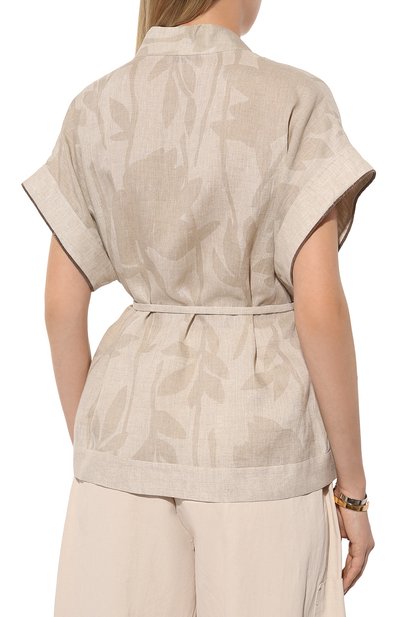 Льняной жакет-кимоно BRUNELLO CUCINELLI, арт. MB650B1344, фото 4