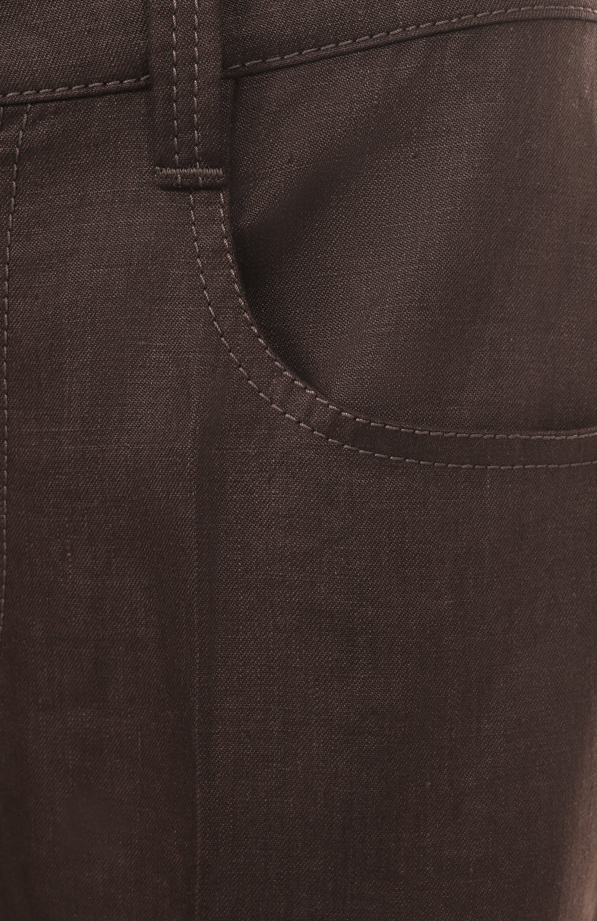 Льняные брюки BRUNELLO CUCINELLI темно-коричневого цвета по цене 199500 руб., арт. ML142P8813, фото 6 Льняные брюки BRUNELLO CUCINELLI, арт. ML142P8813, фото 6