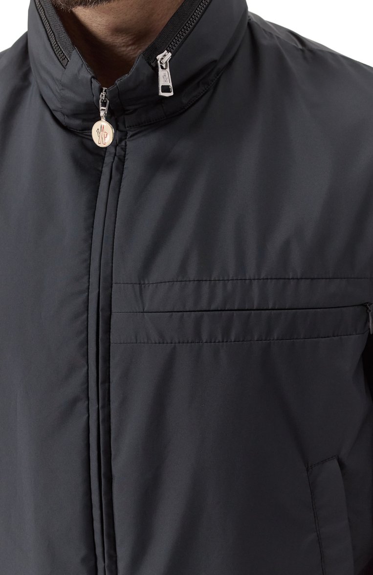 Мужская комбинированная куртка amane MONCLER черного цвета, арт. 1A00144/595ZG | Фото 5 (Длина (верхняя одежда): Короткие; Материал внешний: Синтетический материал; Рукава: Длинные; Материал подклада: Синтетический материал; Кросс-КТ: Легкие; Стили: Кэжуэл; Автоматизация ТО: Проставлено; Автоматизация состава: Проставлено)