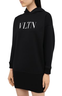 Женское хлопковое платье VALENTINO черного цвета, арт. VB3MF08L64H | Фото 3 (Рукава: Длинные; Длина Ж (юбки, платья, шорты): Мини; Случай: Повседневный; Региональные ограничения белый список (Axapta Mercury): RU; Материал сплава: Проставлено; Материал внешний: Хлопок; Стили: Спорт-шик; Драгоценные камни: Проставлено; Женское Кросс-КТ: Платье-одежда)