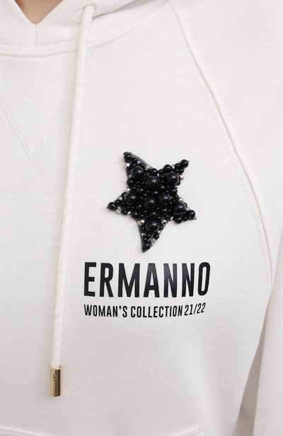Хлопковое худи ERMANNO FIRENZE белого цвета по цене 32400 руб., арт. D39ET FL071FEL, фото 5 Хлопковое худи ERMANNO FIRENZE, арт. D39ET FL071FEL, фото 5