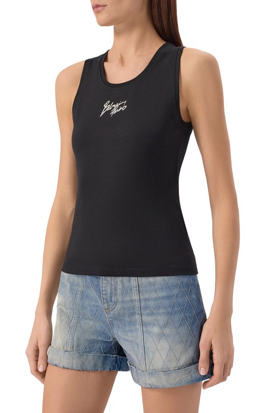 Хлопковая майка Balmain GF1EB075/BD40 Чёрный  GF1EB075/BD40 Фото 3