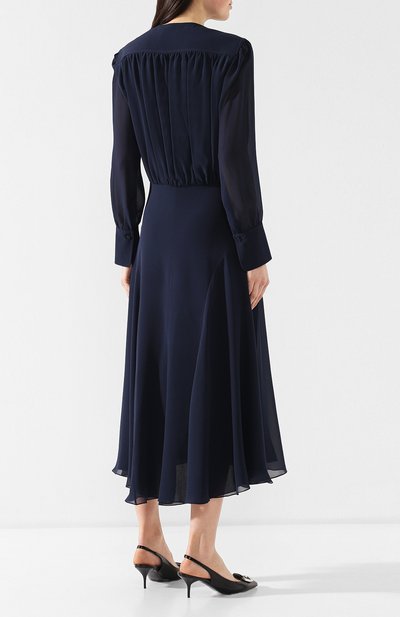 Шелковое платье CHLOÉ темно-синего цвета по цене 358000 руб., арт. CHC19SR063002, фото 4 Шелковое платье CHLOÉ, арт. CHC19SR063002, фото 4