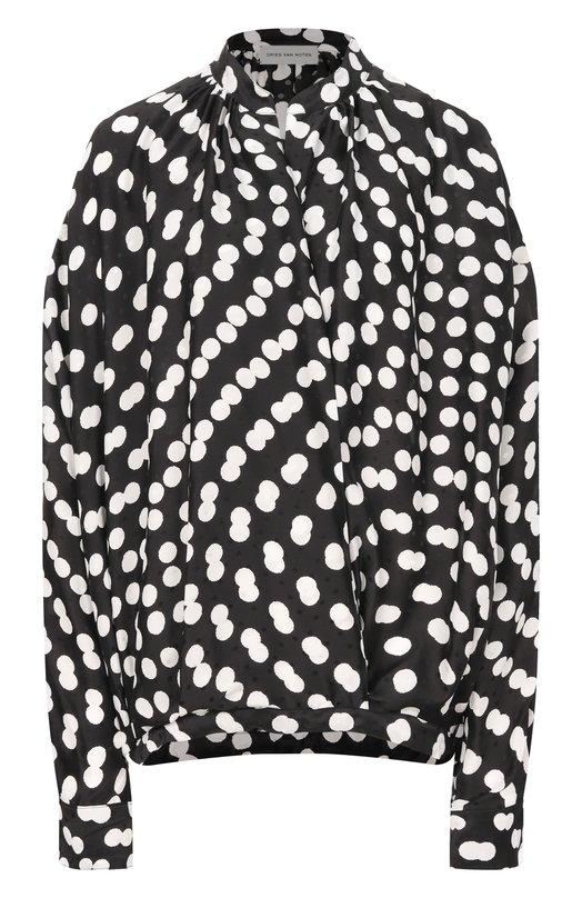 Блузка из вискозы и шелка Dries Van Noten 010744-3114 Чёрно-белый 010744-3114
