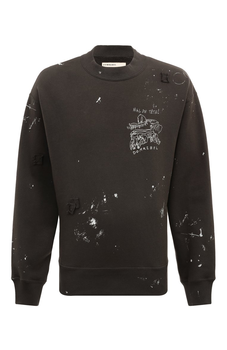 Мужской хлопковый свитшот DOMREBEL серого цвета, арт. M MAL SWEATSHIRT/SWEATSHIRT | Фото 1 (Длина (для топов): Стандартные; Рукава: Длинные; Материал внешний: Хлопок; Стили: Гранж; Принт: С принтом; Мужское Кросс-КТ: свитшот-одежда; Автоматизация ТО: Проставлено; Автоматизация состава: Проставлено; Детали: Декор)