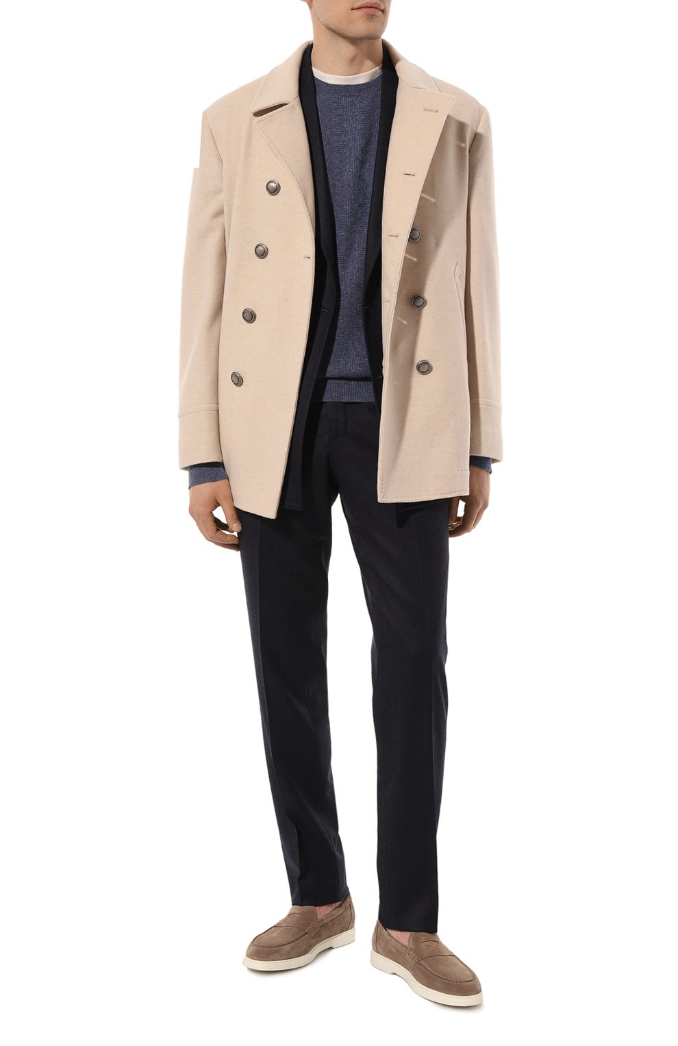 Замшевые пенни-лоферы DOUCAL'S темно-бежевого цвета по цене 42900 руб., арт. DU3275EDWIUY106P, фото 2 Замшевые пенни-лоферы DOUCAL'S, арт. DU3275EDWIUY106P, фото 2