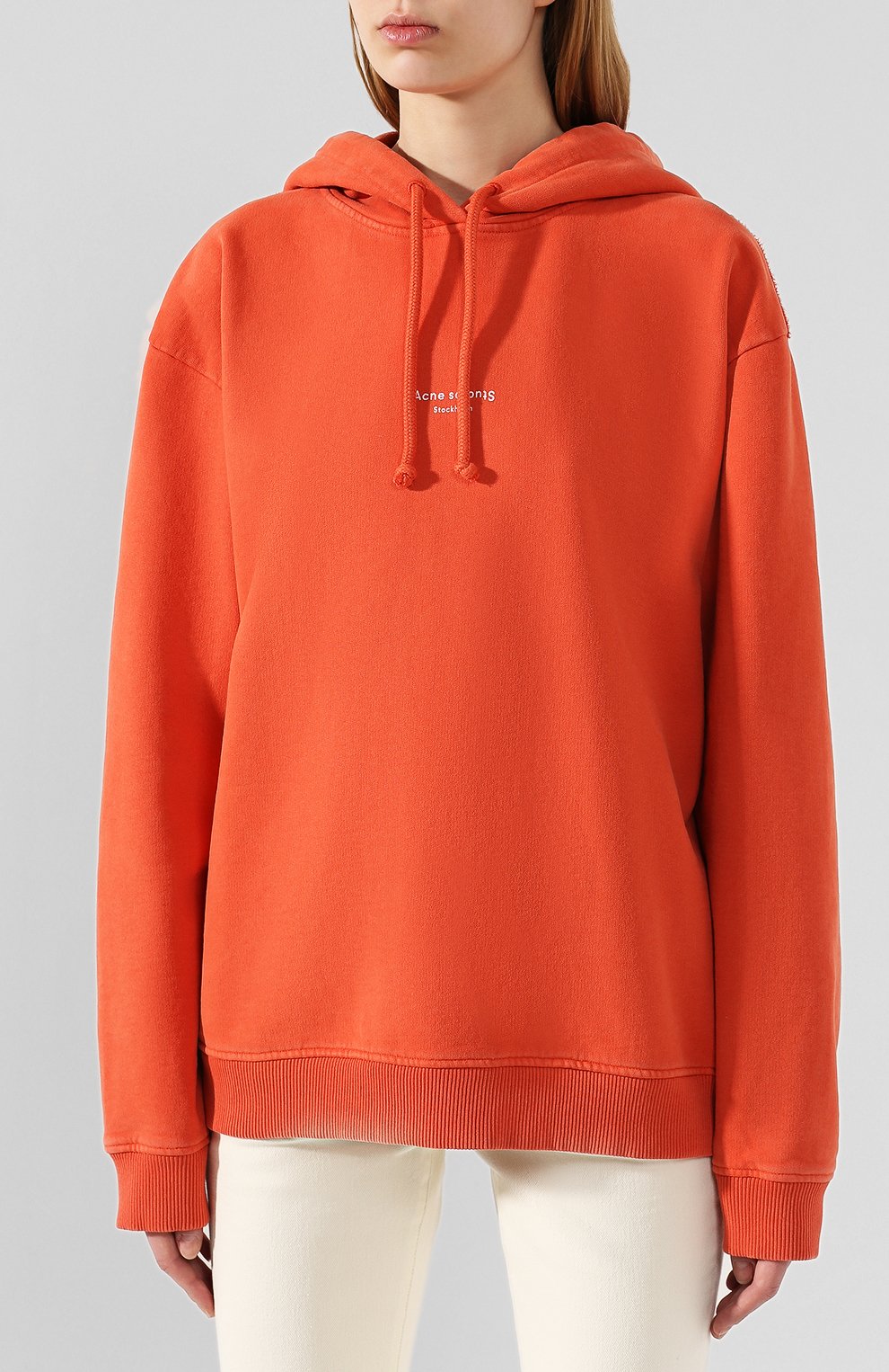Хлопковое худи ACNE STUDIOS красного цвета по цене 41300 руб., арт. AI0049, фото 3 Хлопковое худи ACNE STUDIOS, арт. AI0049, фото 3