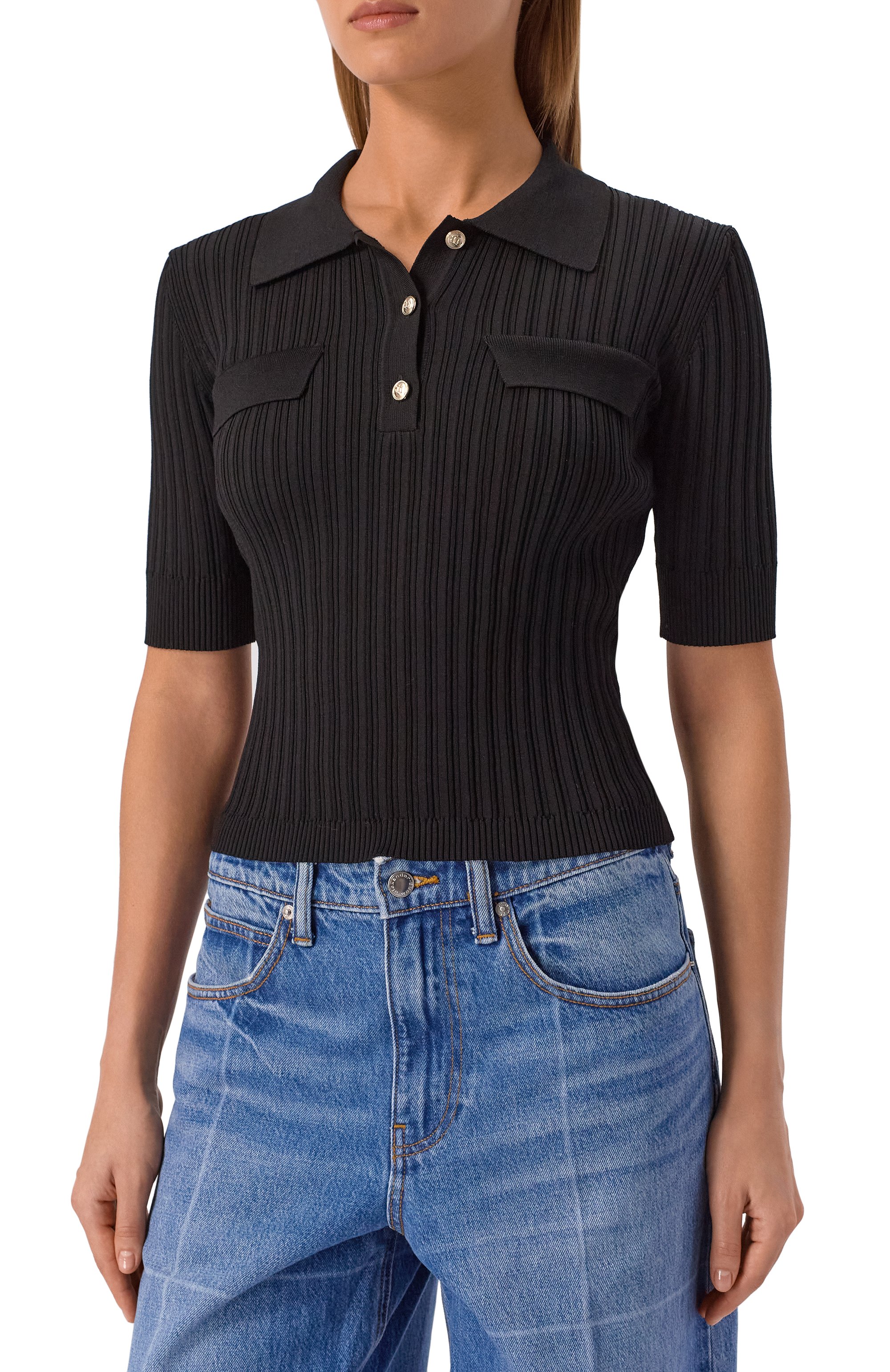 Поло из вискозы и хлопка JUUN.J черного цвета по цене 43550 руб., арт. JW5851W04, фото 3 Поло из вискозы и хлопка JUUN.J, арт. JW5851W04, фото 3