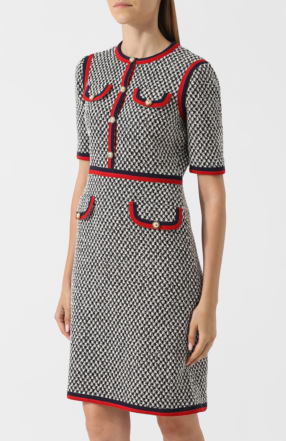 Хлопковое платье с контрастной отделкой GUCCI, арт. 475850/ZIM18, фото 3