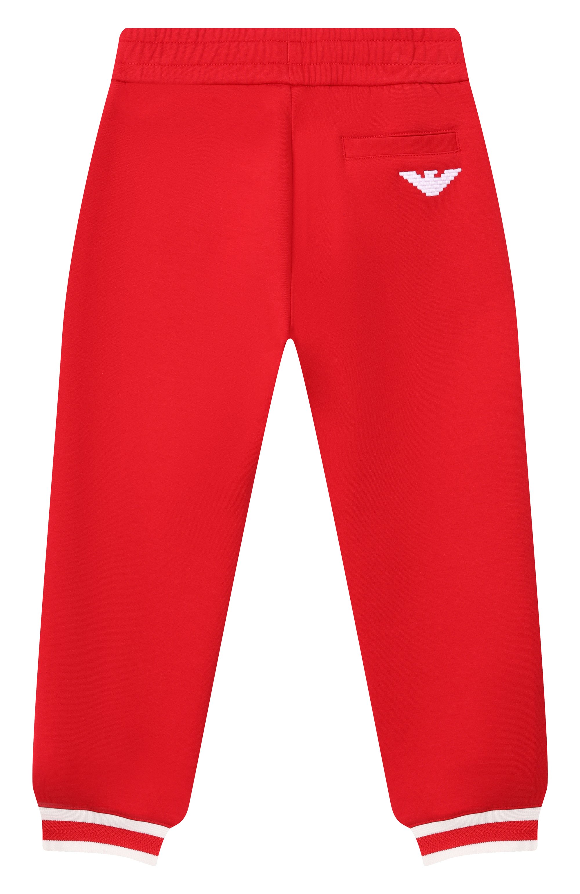 Хлопковые джоггеры EMPORIO ARMANI красного цвета по цене 19950 руб., арт. EB000891/AF10126, фото 2 Хлопковые джоггеры EMPORIO ARMANI, арт. EB000891/AF10126, фото 2