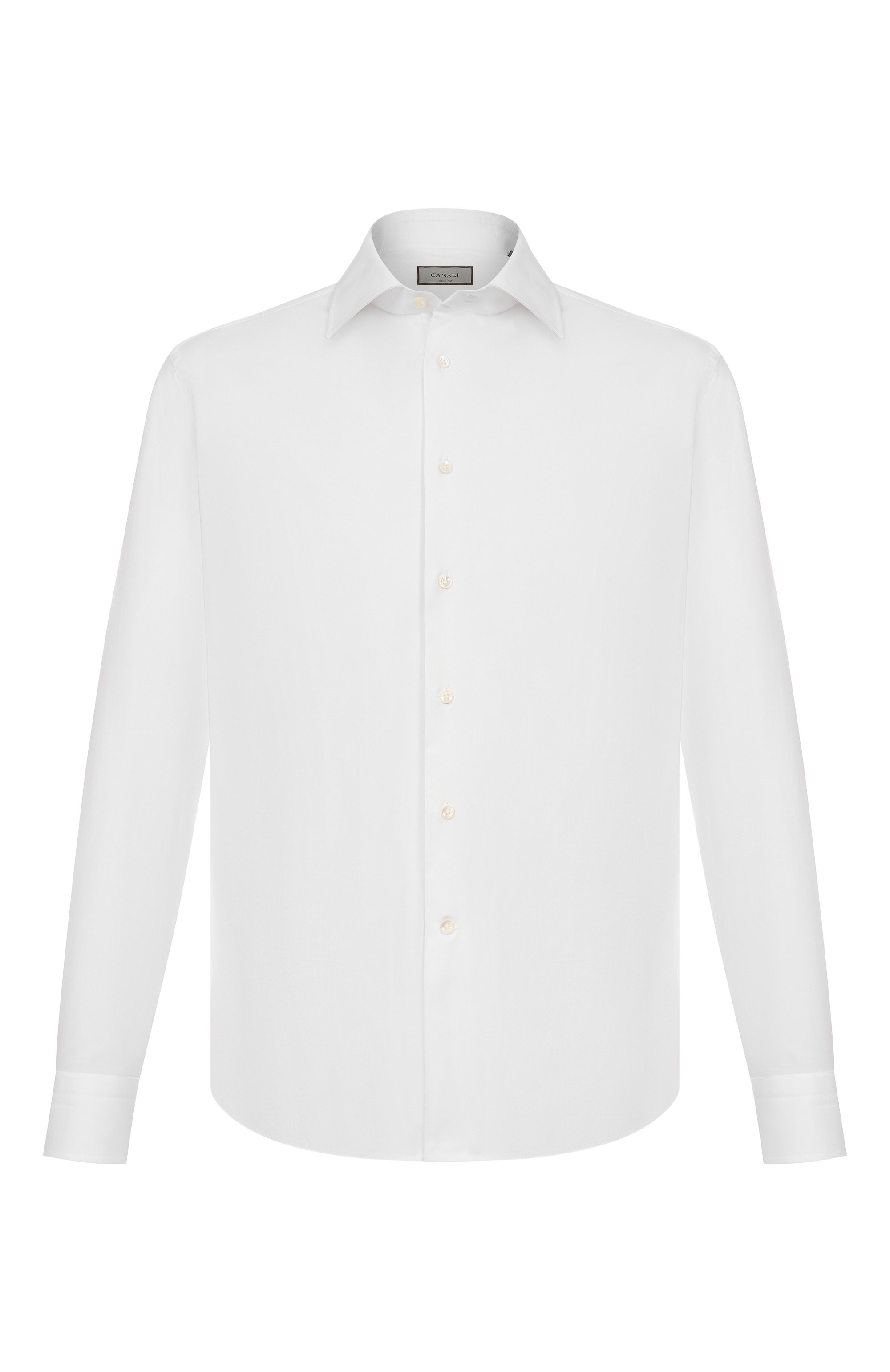 Хлопковая сорочка CANALI белого цвета по цене 26350 руб., арт. CCLX018/GA03288, фото 1 Хлопковая сорочка CANALI, арт. CCLX018/GA03288, фото 1
