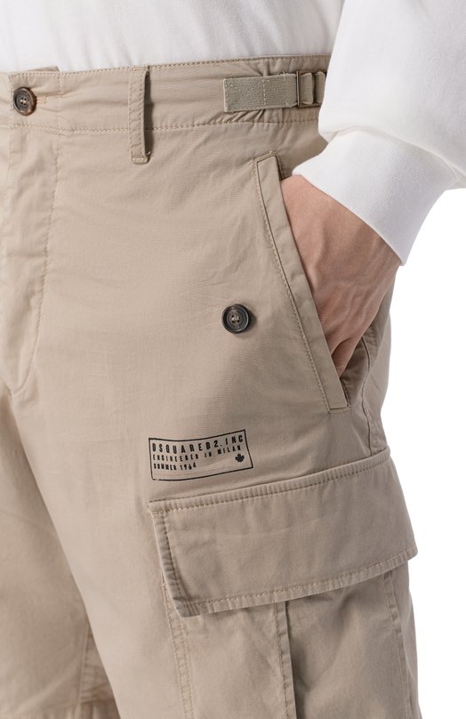 Хлопковые шорты Dsquared2 S74MU0965/S35175 Бежевый  S74MU0965/S35175 Фото 5