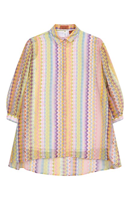 Детское платье из хлопка и шелка MISSONI разноцветного цвета, арт. MW1A60/K0216/12-16 | Фото 1 (Материал подклада: Хлопок; Материал внешний: Хлопок; Рукава: Длинные; Материал сплава: Проставлено; Драгоценные камни: Проставлено)