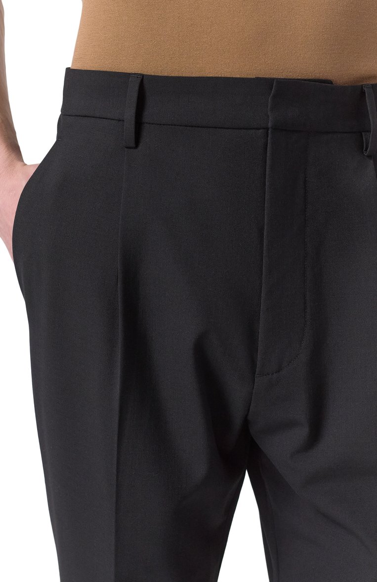Мужские брюки DSQUARED2 черного цвета, арт. S71KB0685/S53632 | Фото 5 (Длина (брюки, джинсы): Станд�артные; Материал внешний: Шерсть, Синтетический материал; Стили: Кэжуэл; Силуэт М (брюки): Чиносы; Случай: Повседневный)