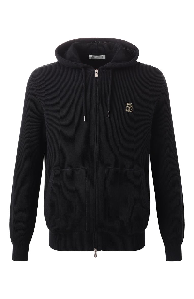 Мужской хлопковый кардиган BRUNELLO CUCINELLI черного цвета, арт. M29200416G | Фото 1 (Рукава: Длинные; Материал сплава: Проставлено; Драгоценные камни: Проставлено; Длина (для топов): Стандартные; Мужское Кросс-КТ: Кардиган-одежда; Стили: Кэжуэл; Материал внешний: Хлопок)