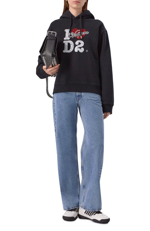 Хлопковое худи Dsquared2 S72GU0504/S25516 Чёрный  S72GU0504/S25516 Фото 2