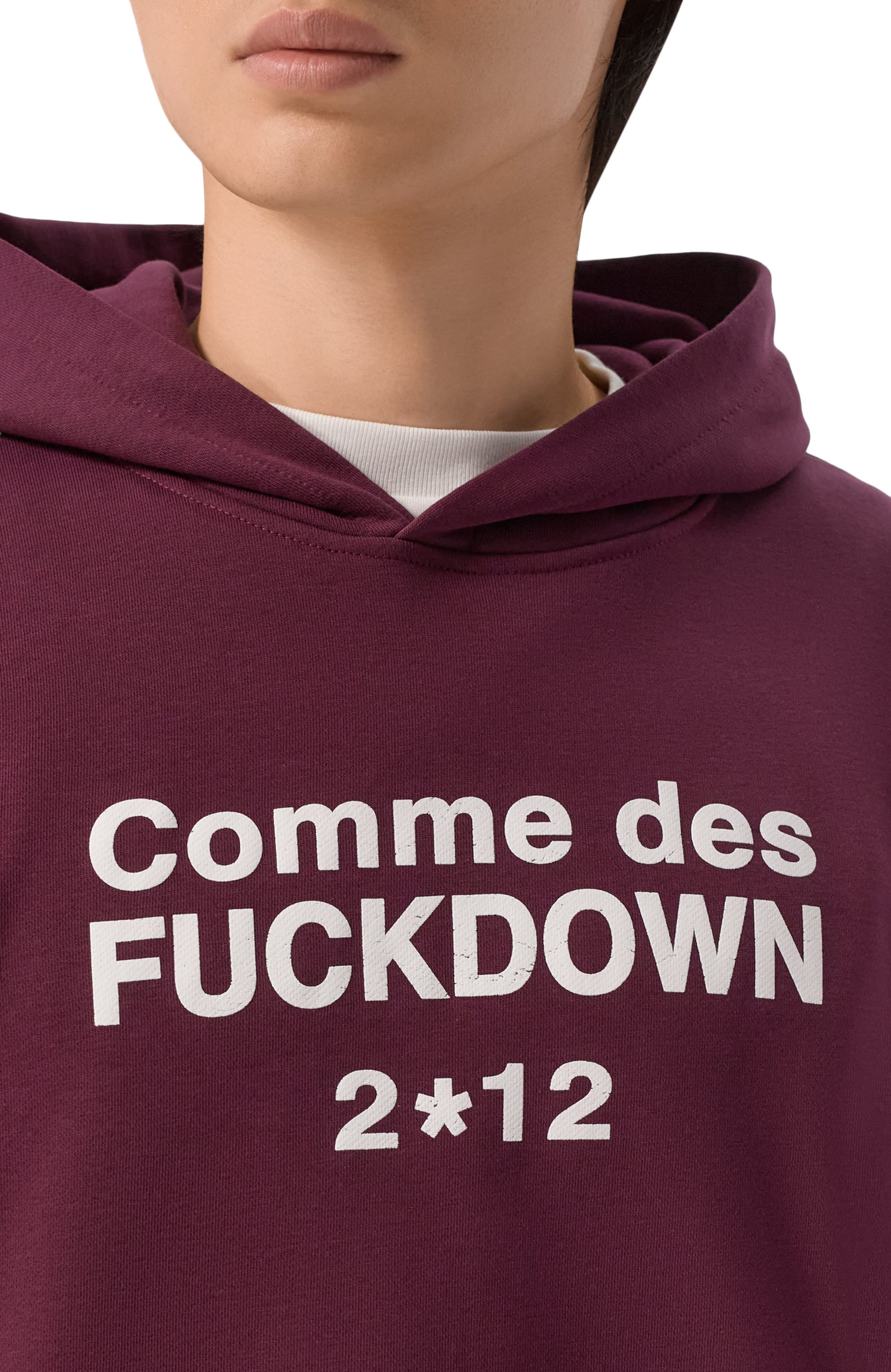 Хлопковое худи COMME DES FUCKDOWN бордового цвета по цене 14150 руб., арт. CFABU00020, фото 5 Хлопковое худи COMME DES FUCKDOWN, арт. CFABU00020, фото 5