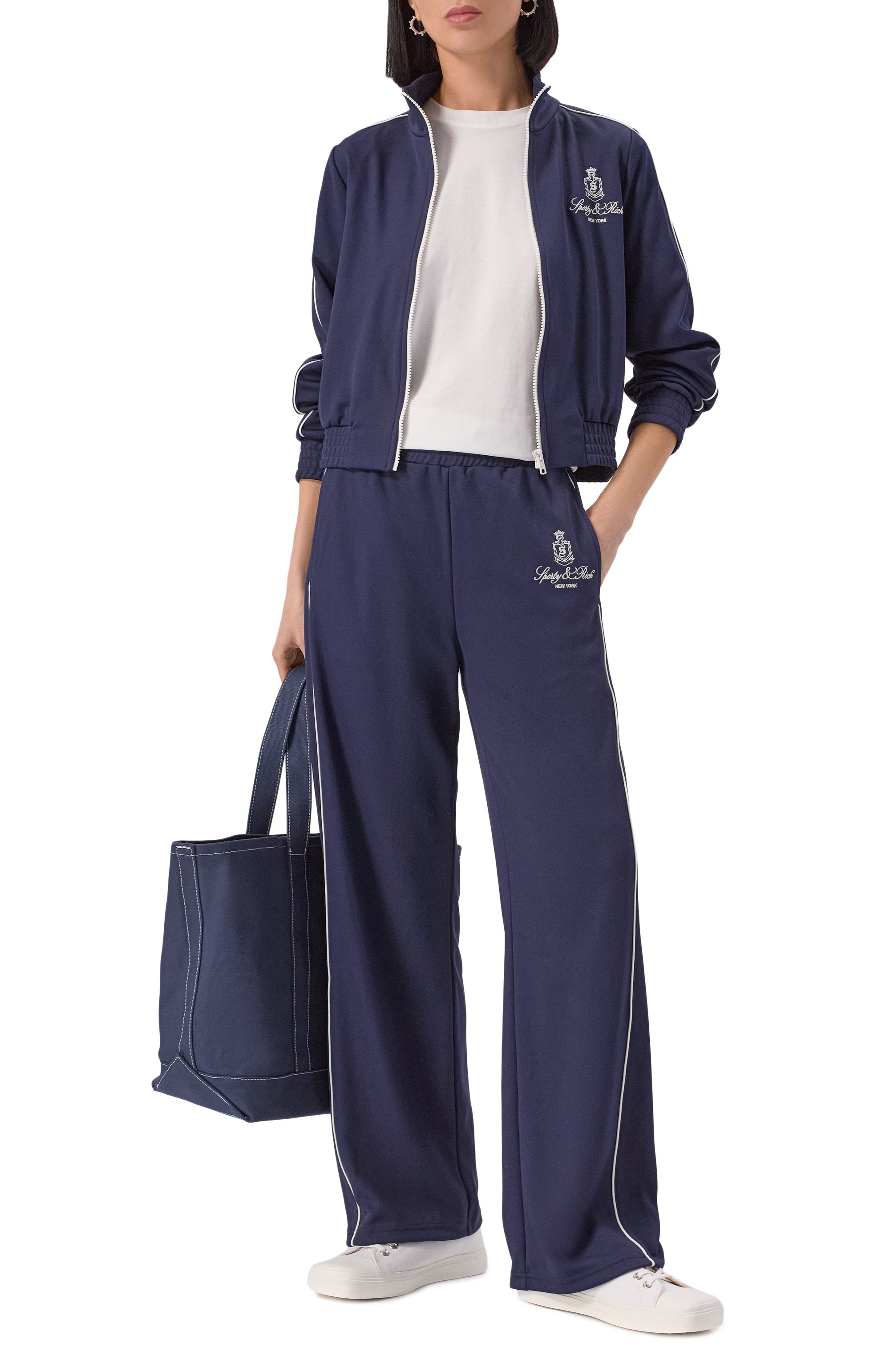 Брюки SPORTY AND RICH синего цвета по цене 26100 руб., арт. PA044508205BL32, фото 2 Брюки SPORTY AND RICH, арт. PA044508205BL32, фото 2