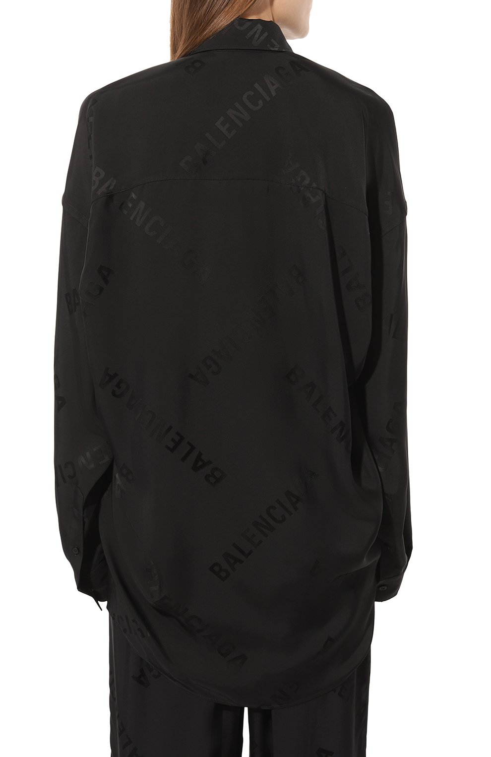 Рубашка из вискозы BALENCIAGA черного цвета по цене 173000 руб., арт. 773300/T0013, фото 4 Рубашка из вискозы BALENCIAGA, арт. 773300/T0013, фото 4