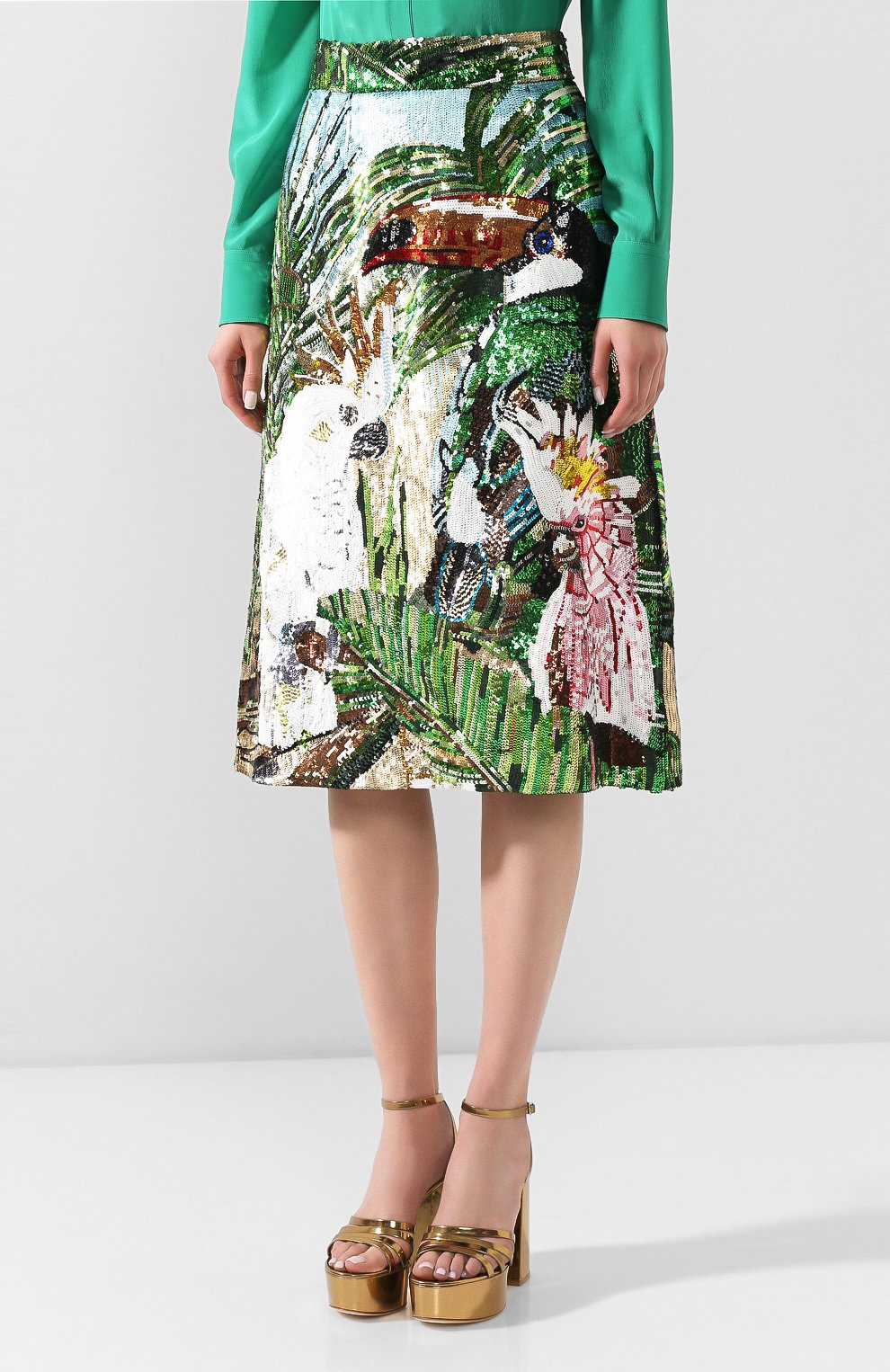 Шелковая юбка с пайетками DOLCE & GABBANA, арт. F4BV7Z/GD0D8, фото 3