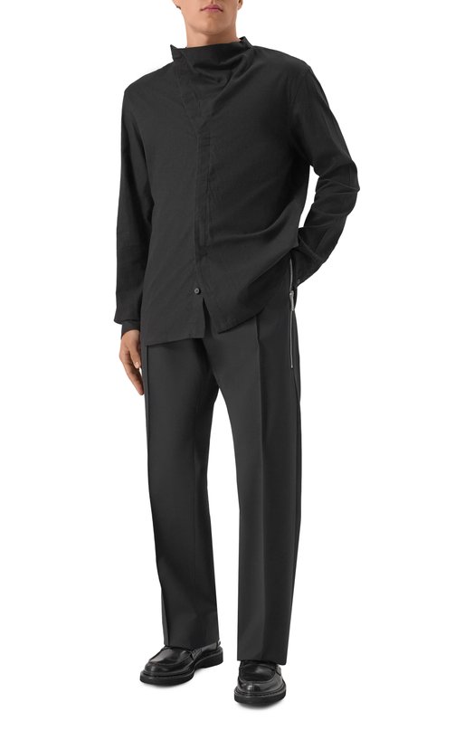 Рубашка из хлопка и шерсти Rick Owens RU02E1299/FLW Чёрный  RU02E1299/FLW Фото 2