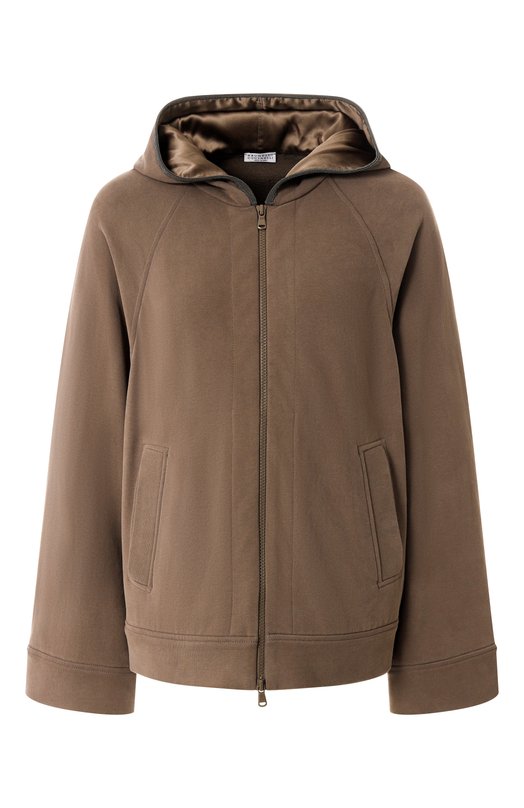Хлопковая толстовка Brunello Cucinelli MN05NS0406 Коричневый MN05NS0406