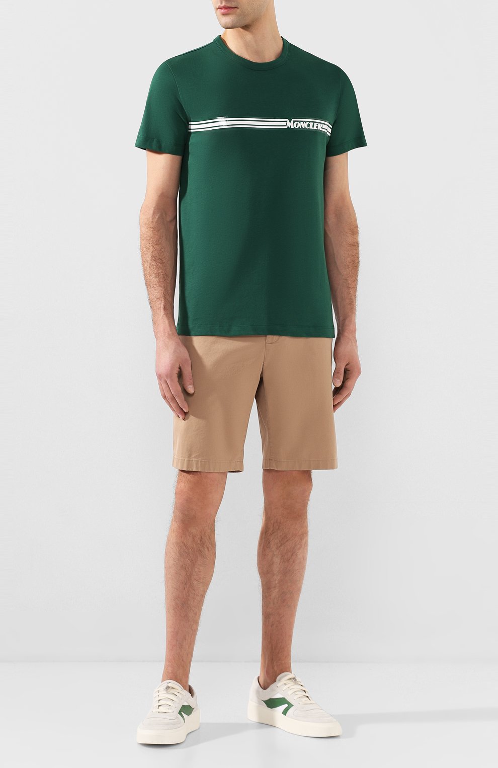 Хлопковая футболка MONCLER зеленого цвета по цене 26050 руб., арт. F1-091-8C707-10-8390T, фото 2 Хлопковая футболка MONCLER, арт. F1-091-8C707-10-8390T, фото 2