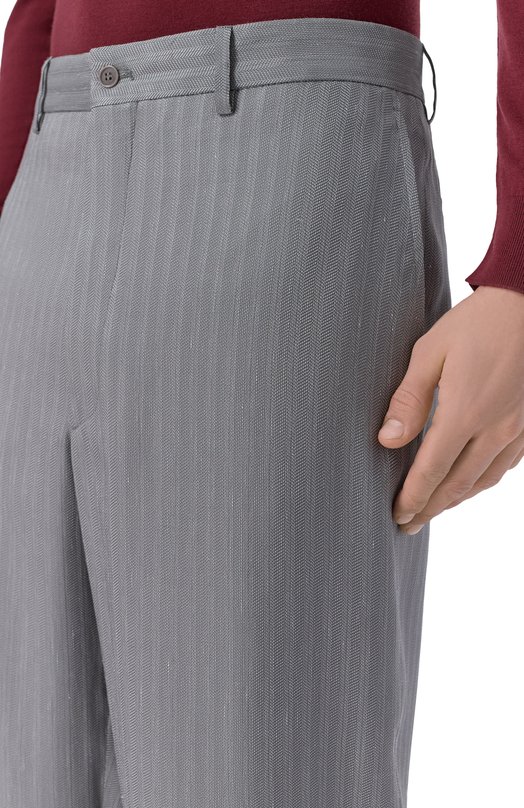 Брюки из вискозы и льна Giorgio Armani GM000121/TE14464 Серый  GM000121/TE14464 Фото 5