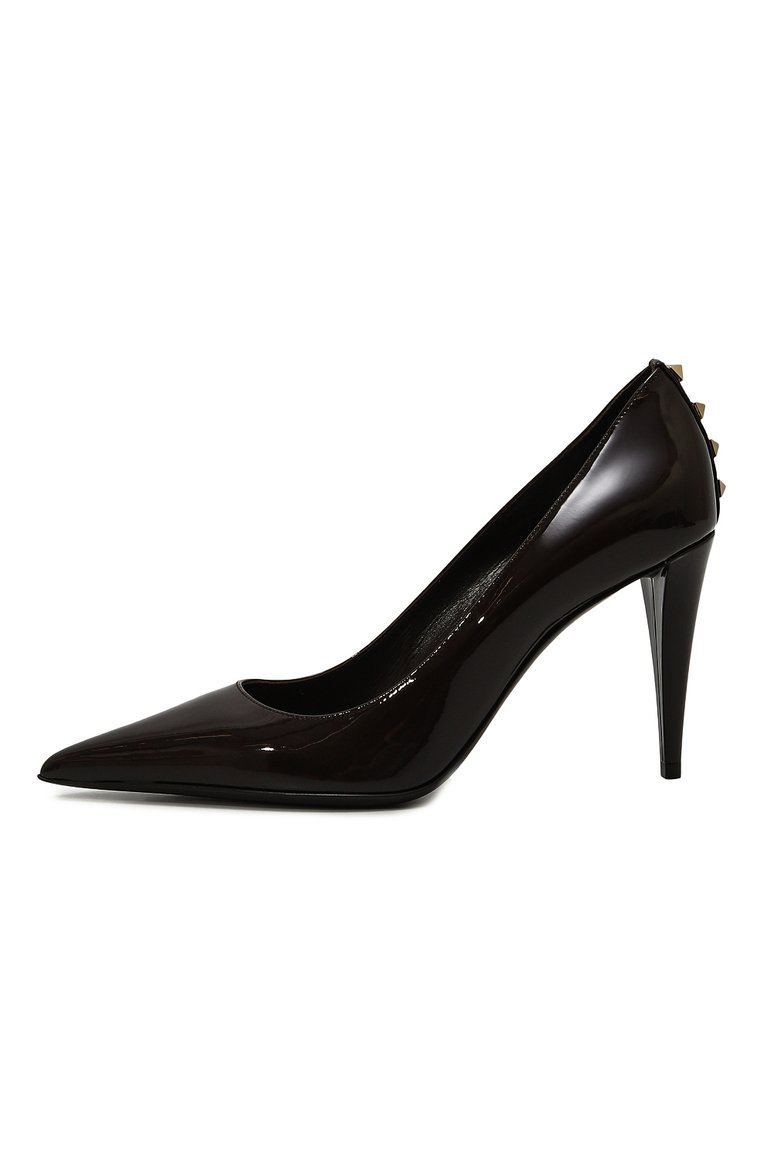 Женские кожаные туфли glam VALENTINO темно-коричневого цвета, арт. 2W0S0GX1/HCW | Фото 4 (Подошва: Плоская; Материал внутренний: Натуральная кожа; Каблук высота: Высокий; Каблук тип: Шпилька; Материал внешний: Натуральная кожа)